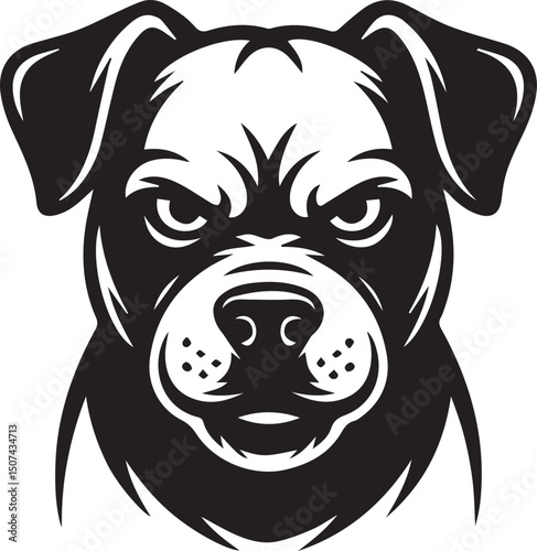 Angry Dog face logo vector silhouette illustration on white background