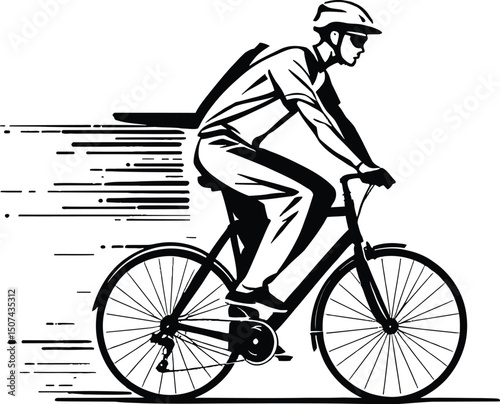 Dynamic Bicycle Rider in Motion – Speed and Energy in Sport Cycling Illustration