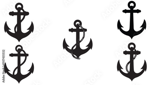 Nautical Anchor Symbols Set Graphic Design Elements for Maritime Themes