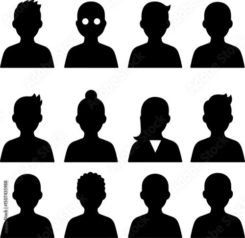 Collection of diverse user profile icons on a white background.