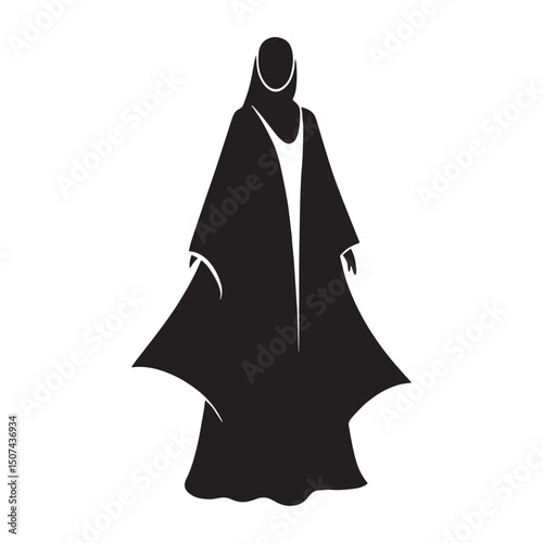 Crisp outline Abaya silhouette vector – Abaya silhouette – Abaya vector – Abaya illustration – ladies dress silhouette – silhouette of Abaya

