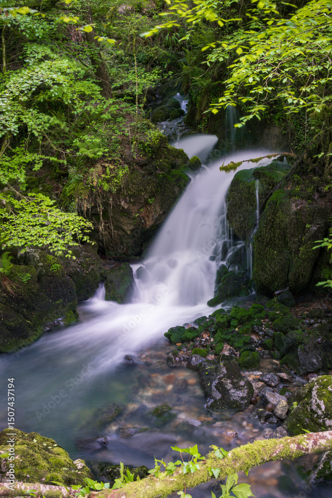 Obraz premium Long exposure picture in a beautiful waterfall called Surjentziak in Arantzazu (Oñati - Basque Country)