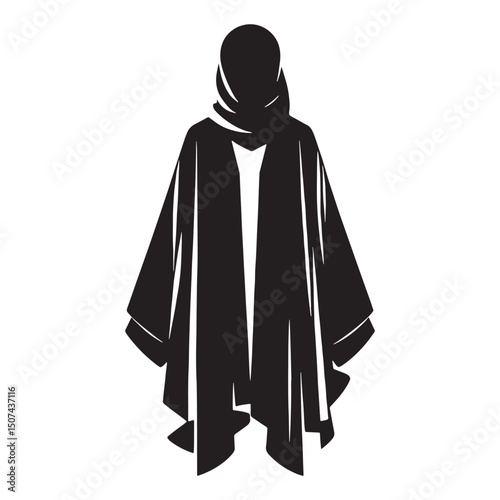 Artistic black Abaya silhouette outline – Abaya silhouette – Abaya vector – Abaya illustration – ladies dress silhouette – silhouette of Abaya

