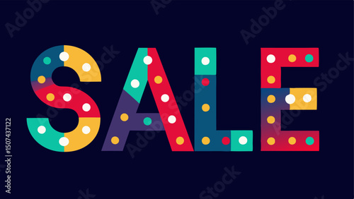 Festive SALE Typography The word SALE made up of bold letters decorated with multicolored LED lights ling in a playful pattern evoking a fun atmosphere.