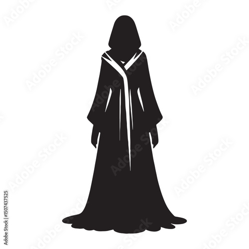 Minimalist Abaya silhouette outline – Abaya silhouette – Abaya vector – Abaya illustration – ladies dress silhouette – silhouette of Abaya

