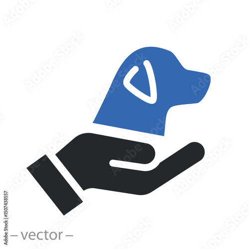 animal protection icon, dog care, pet flat vector illustration