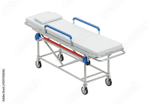 Hospital stretcher medical cart isolated on transparent background