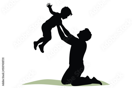 Father Son Silhouette Joyful Playtime