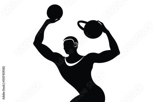 Strong Man Silhouette Weightlifting Balls