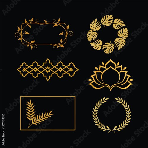 Elegant Gold Border with Cultural & Historical Styles Vector