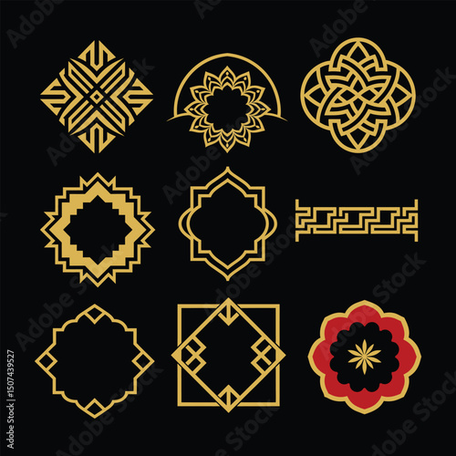 Elegant Gold Border with Cultural & Historical Styles Vector
