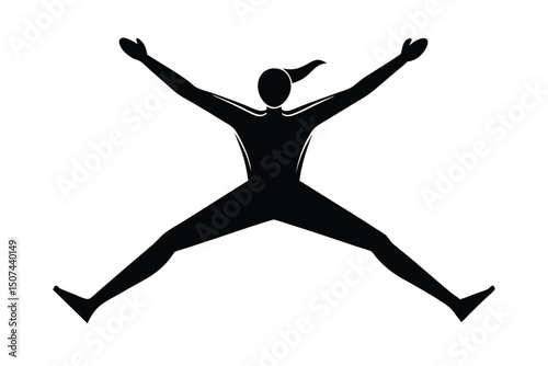 Jumping Woman Silhouette Fitness Exercise