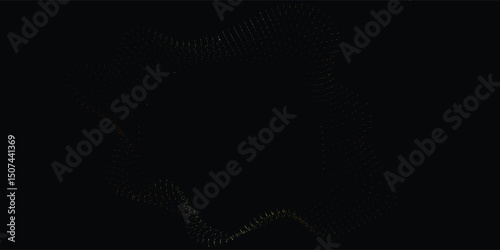 Abstract gold particle design on black background. A striking abstract design featuring a swirling pattern of gold particles against a pure black backdrop.