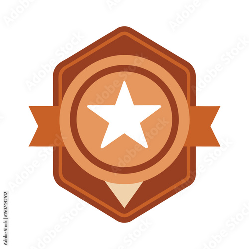 Isolated brown star badge vector graphic for achievements or recognition