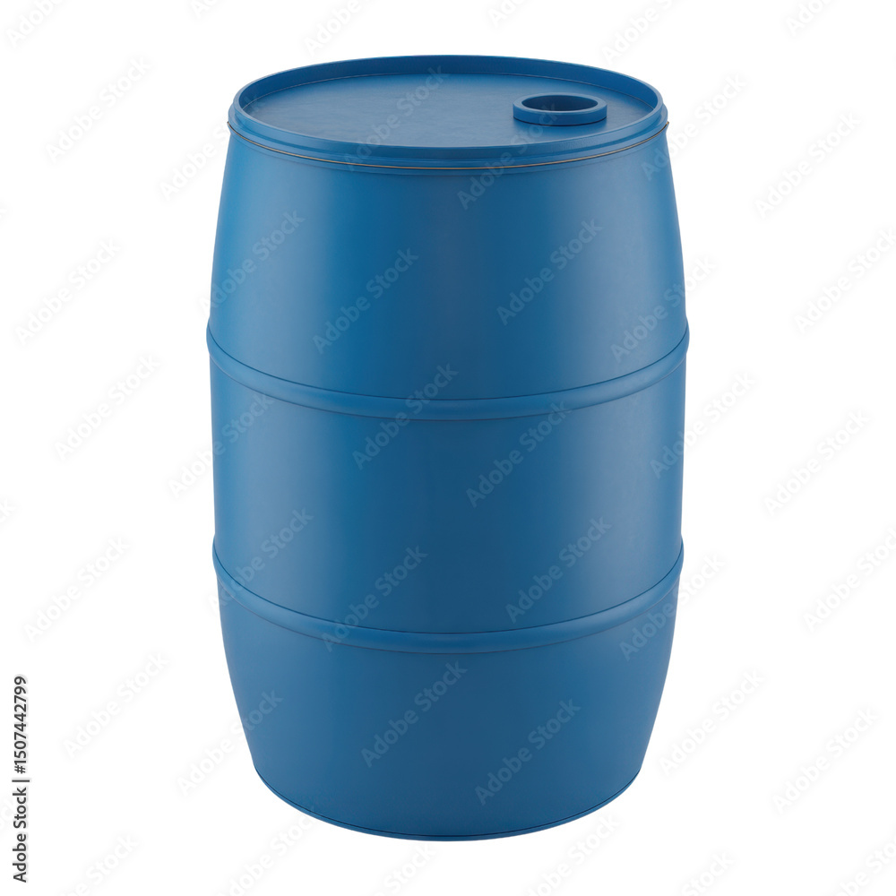Blue Plastic Barrel With Lid And Top Handle On Transparent Background Blue Plastic Barrel With Lid And Top Handle On Transparent Background