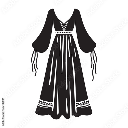 Vector Boho Maxi silhouette design – Boho Maxi silhouette – Boho Maxi vector – Boho Maxi illustration – ladies dress silhouette – silhouette of Boho Maxi

