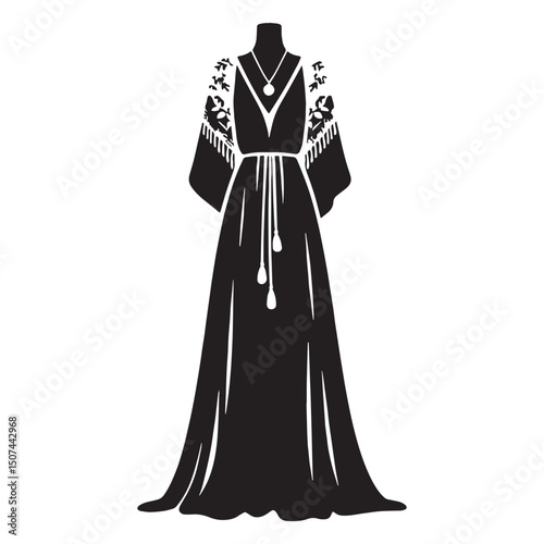 Smooth-lined Boho Maxi silhouette – Boho Maxi silhouette – Boho Maxi vector – Boho Maxi illustration – ladies dress silhouette – silhouette of Boho Maxi


