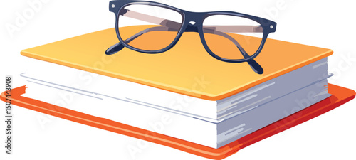 Business Document Stack with Paperclip and Glasses – Office Work Concept