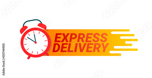Express Delivery banner design for placing orders online or over a phone. Fast delivery notification. Vector illustration. 