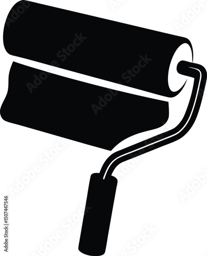 Simple Black Paint Roller Vector Icon 