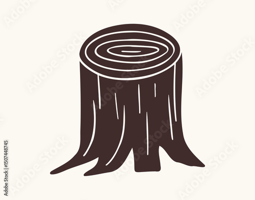 tree lumber wooden trunk stump icon hand drawn doodle silhouette. simple hand drawn stump line icon 