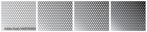 vector seamless hexagonal perforated metal plate in four variations