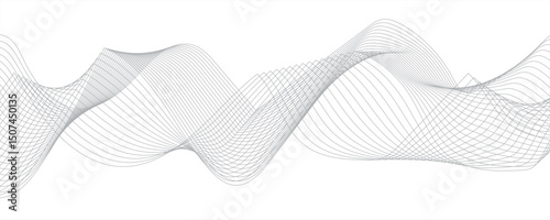 Abstract gray lines wave curve motion on white background. Vector Illustration. Abstract line art vector.  Abstract frequency sound wave lines and twisted curve lines.