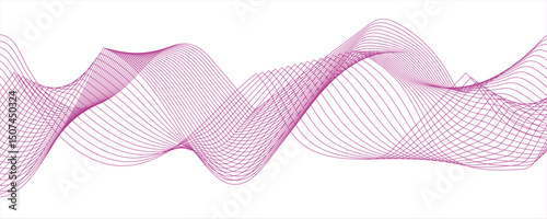 Abstract pink lines wave curve motion on white background. Vector Illustration. Abstract line art vector.  Abstract frequency sound wave lines and twisted curve lines.