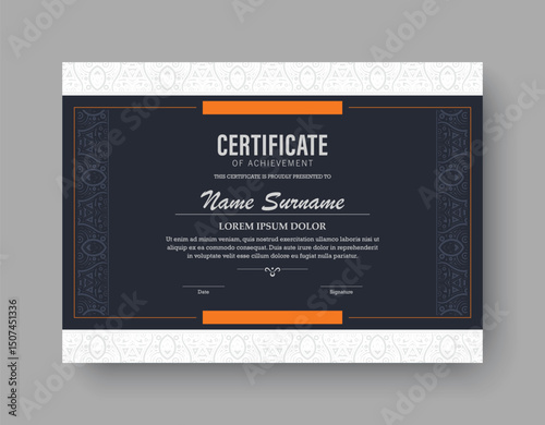 Ornate Decorative Certificate Template Vector Design for Achievement and Award