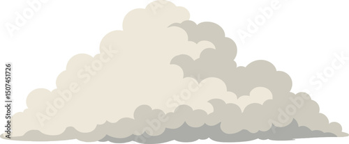 A cloud comprising fog, smoke, and urban smog, presented as a realistic isolated entity on a transparent background