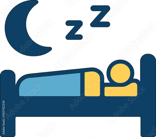 icon of a bed symbolizing sleep at night in a hotel or motel represented as a vector graphic illustration that is isolated and flat