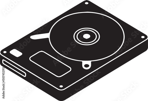 Optical Disk Drive Silhouette Vector – Black Media Storage Equipment Art