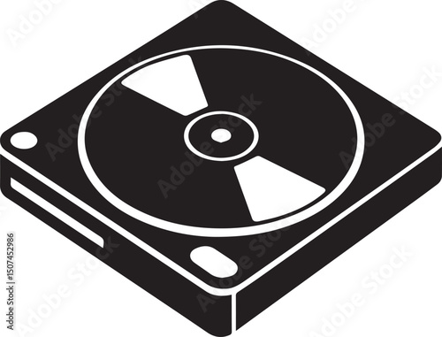 Optical Disk Drive Silhouette Vector – Black Media Storage Equipment Art
