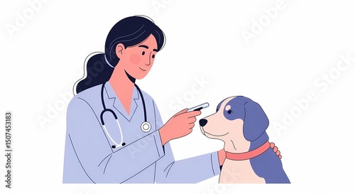 Veterinarian Examining Dog with Thermometer During Checkup at Clinic