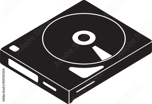 Optical Disk Drive Silhouette Vector – Black Media Storage Equipment Art