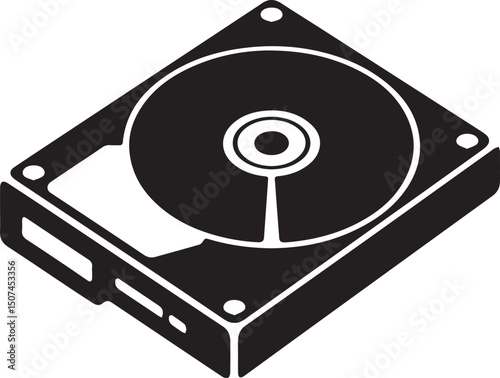 Optical Disk Drive Silhouette Vector – Black Media Storage Equipment Art