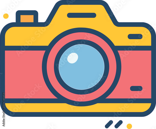 Line art icon of a photography camera for application and website use