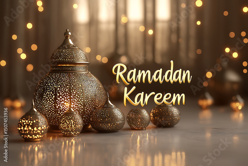 Ramadan kareem lanterns islamic background eid mubarak celebration background