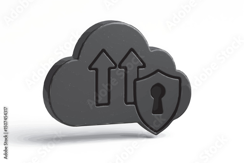 3D lock and key icon symbolizing cloud computing and internet security