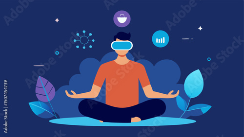 MindBody Connection A guided meditation session in a calming virtual setting where a the uses AR to visualize mental health strategies and relaxation techniques.