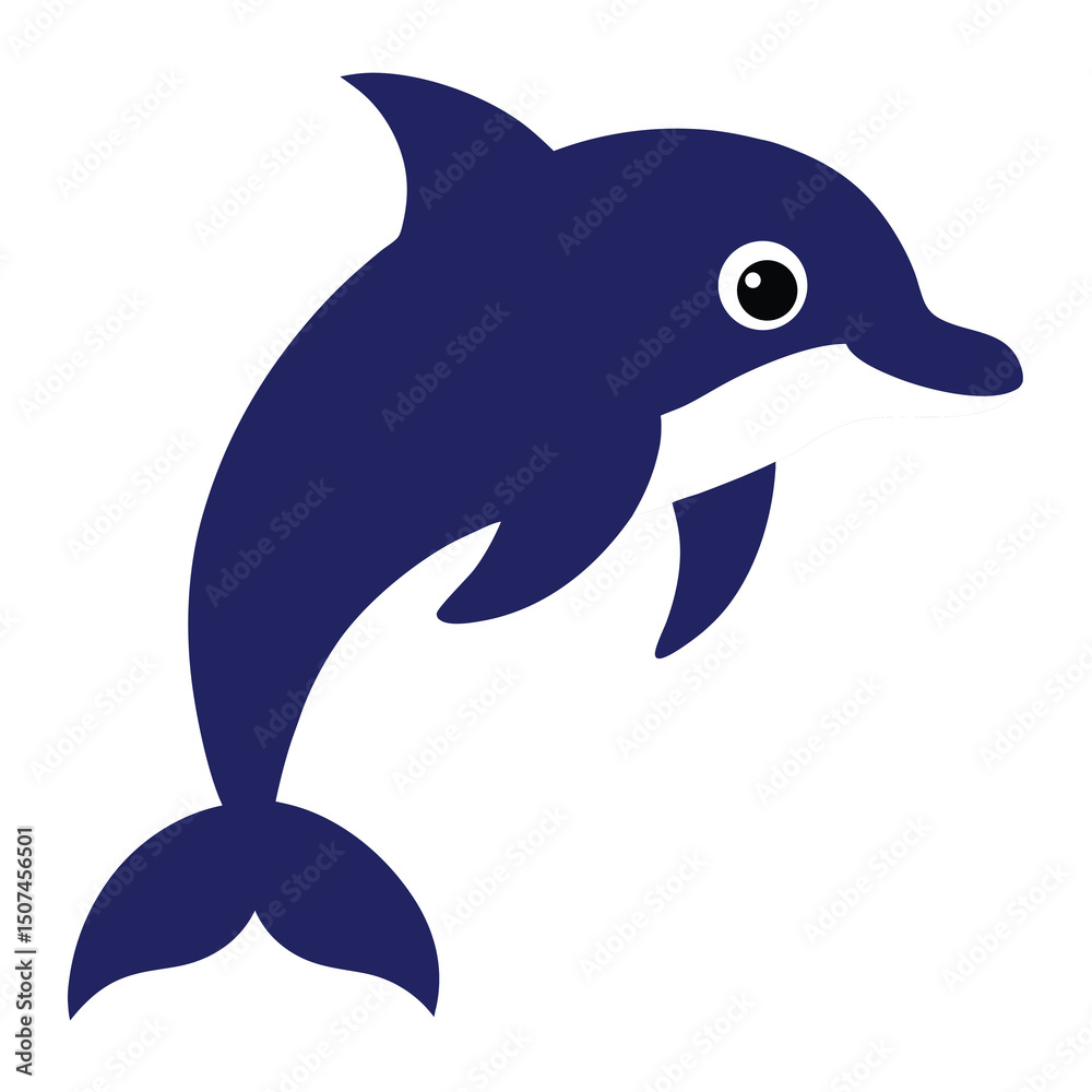 Fototapeta premium dolphin blue colour silhouette vector icon isolated editable illustration design