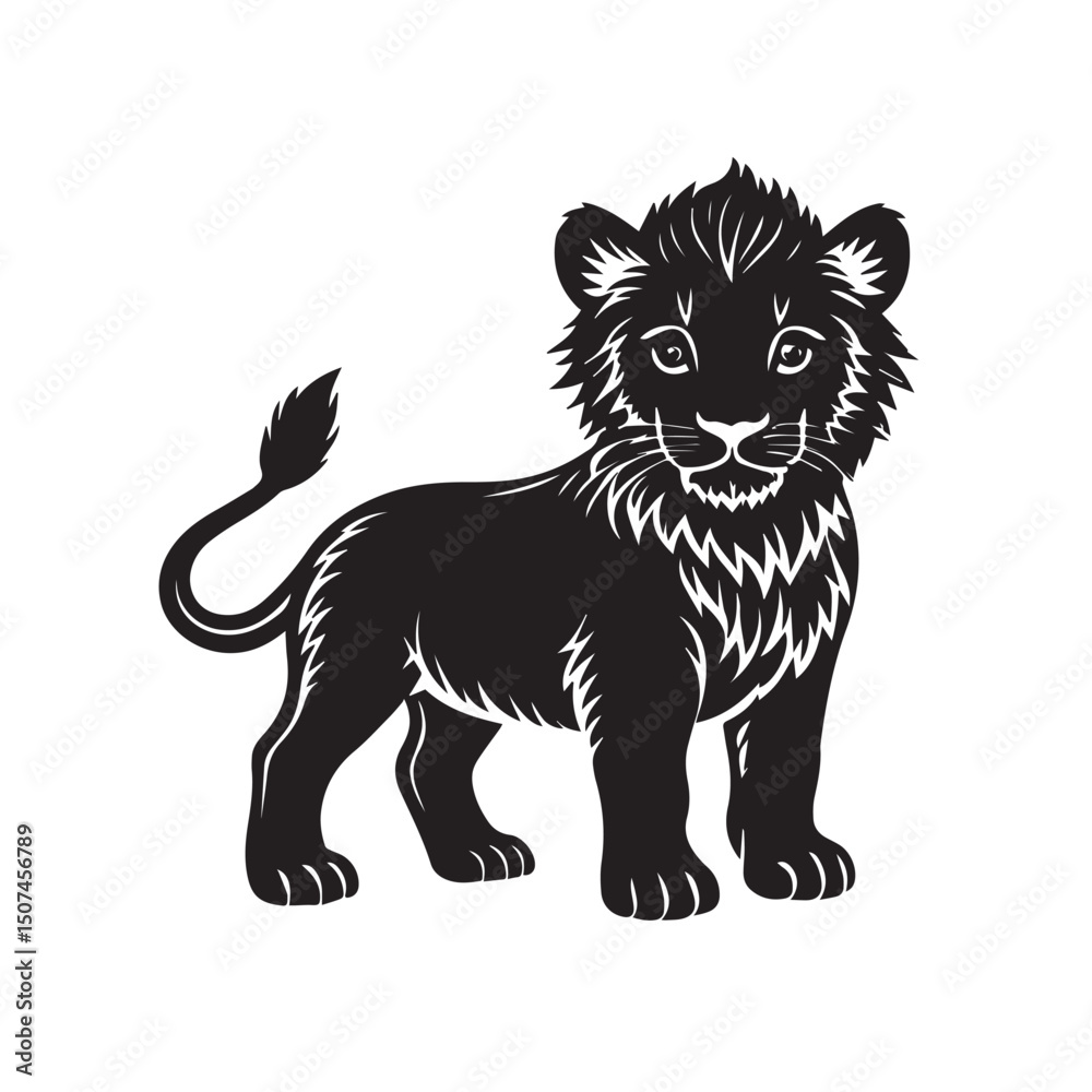 Fototapeta premium Lion roar illustration vector silhouette logo sticker