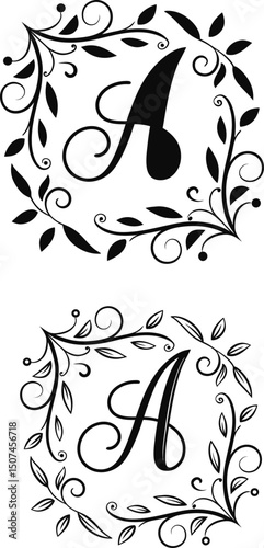 Set of tribal and floral tattoo design elements in black and white vector style