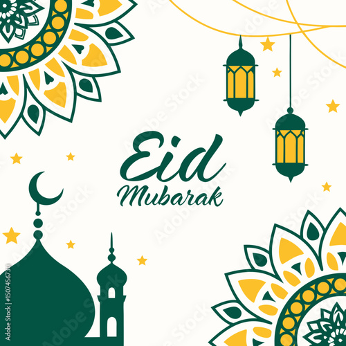 Eid mubarak and islamic greeting card , poster, banner design, abstract vector illustration design	