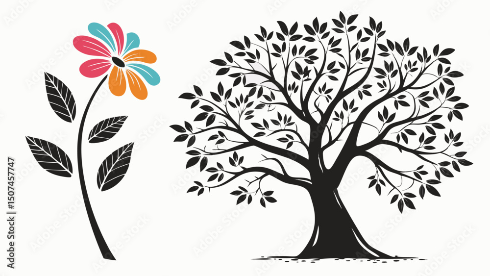 Fototapeta premium flower-tree-vector-icon-set