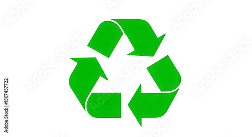An isolated green recycling symbol set against a solid black background, clean and simple design.