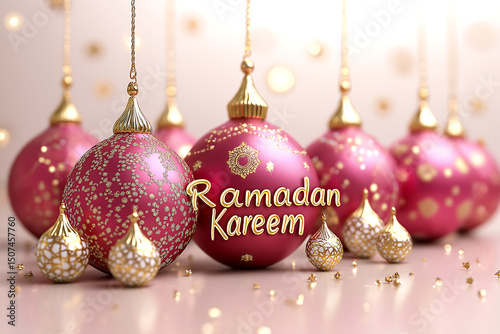 Ramadan kareem celebration with ornaments and golden accents background