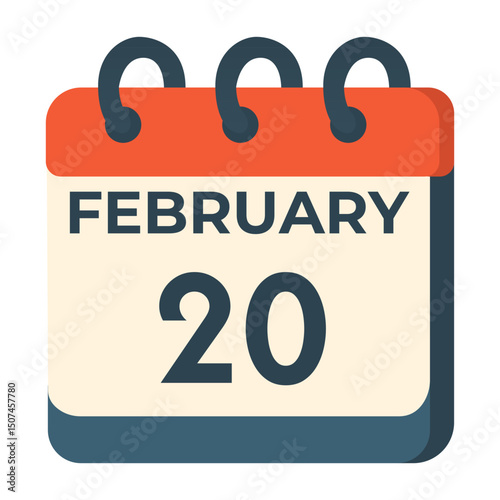 February 20 calendar vector on white background
Vector calendar with date