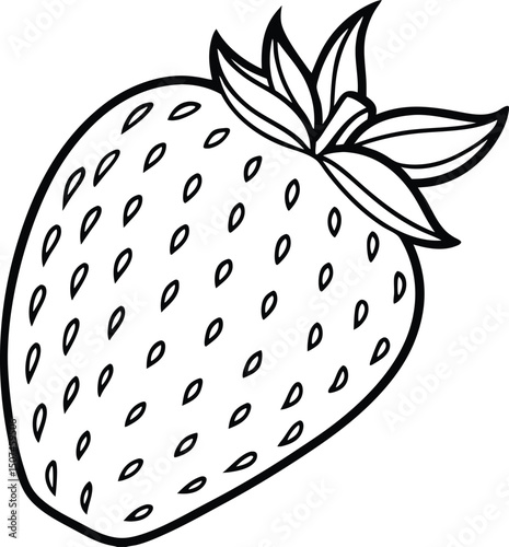 High Quality Line Art Vector of a Whole Strawberry on Transparent Background