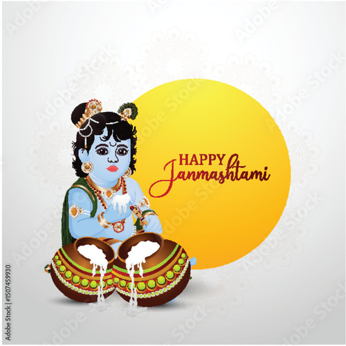 Illustration of Krishna Janmashtami Festival Template